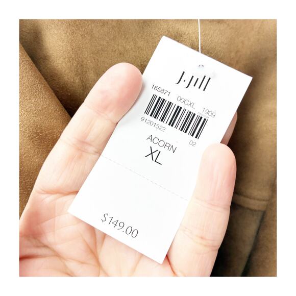 J.Jill NWT Acorn Faux‑Suede Moto Zip Jacket Women XL Camel Brown - Picture 6 of 10